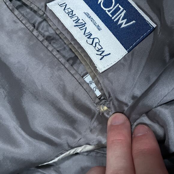 Vintage YSL Yves Saint Laurent Gray Striped 80s Two Button Blazer Made in France - Picture 13 of 14